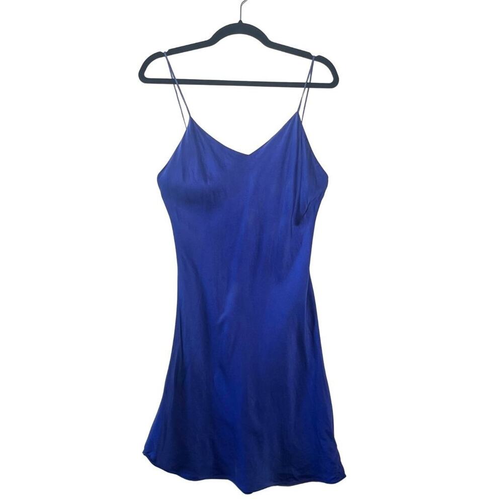 Royal Blue Silk Nightgown Slip Mini Dress Victoria’s Secret Gold Label Sz M
